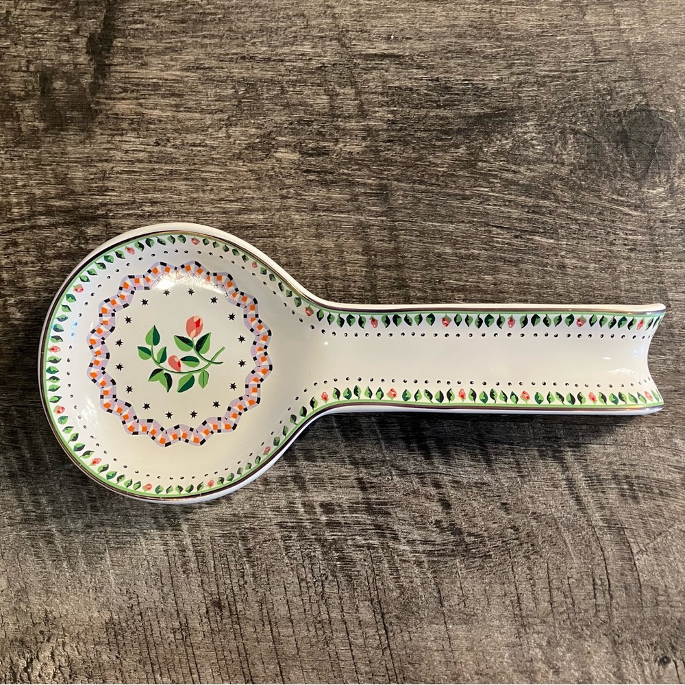 Cath Kidston White and Green Ceramic Spoon Rest